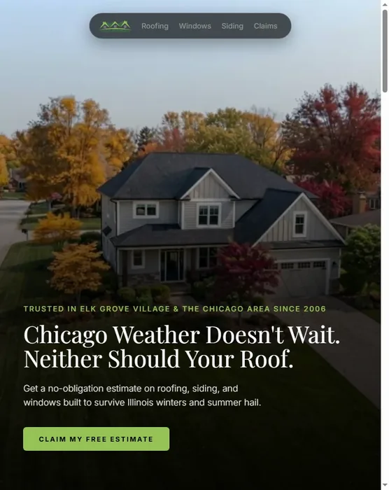 Website design for New Edge Improvement – Roofing · Chicago, IL